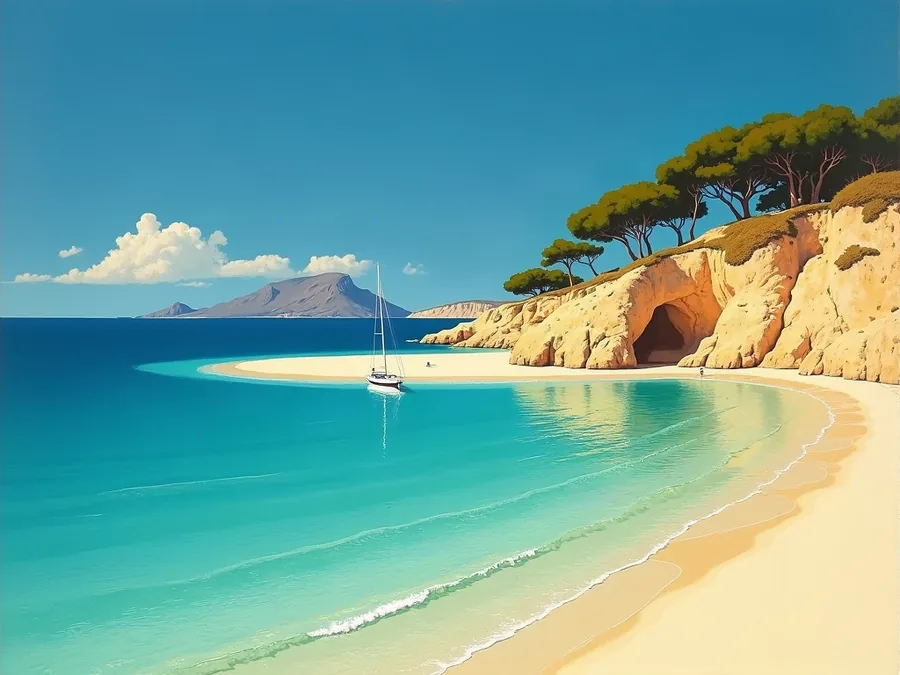 Gemalte Ansicht der Balearen / Painted view of the Balearic Islands