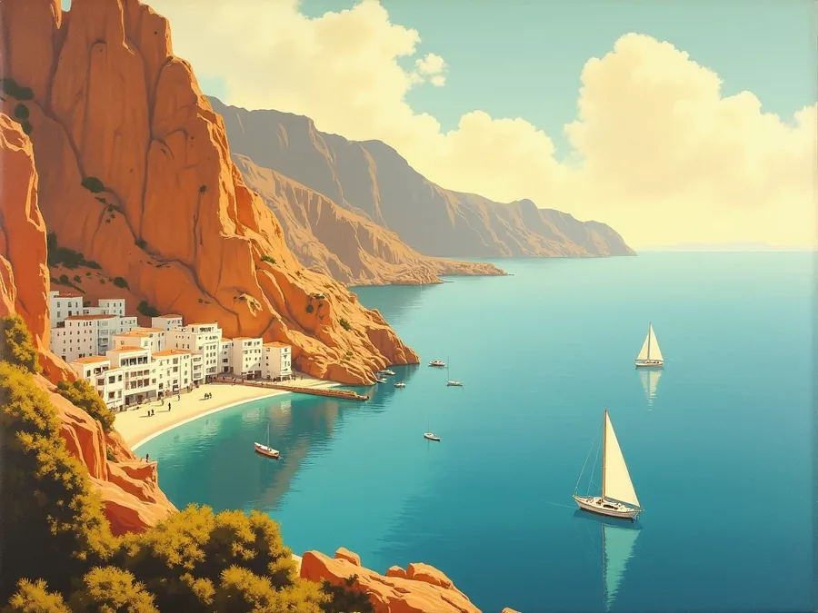 Gemalte Ansicht der Iberischen Halbinsel / Painted view of the Iberian Peninsula
